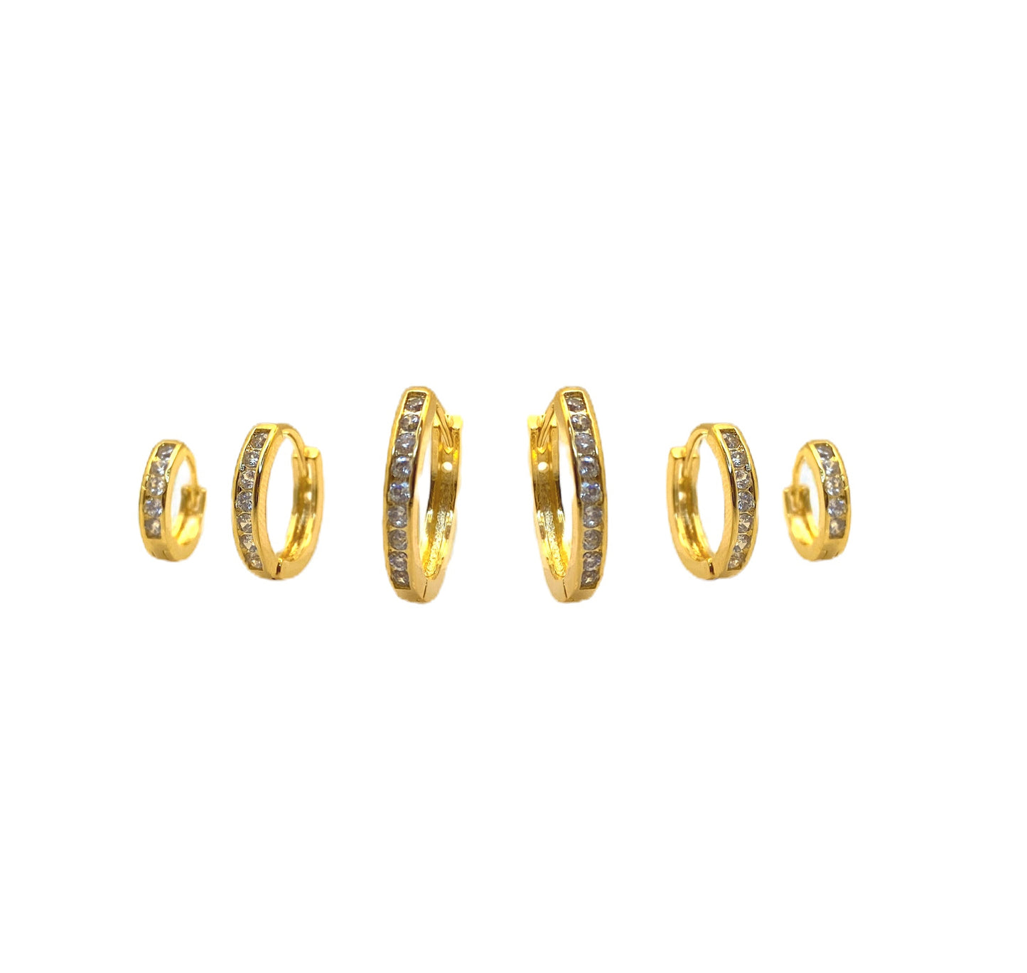 Brinco Argola com Zircônias Banhado em Ouro 18k - 3 Tamanhos image 0
