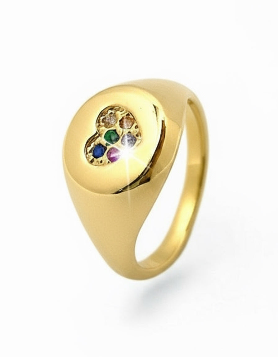 Anel para Dedinho Multicor Banhado em Ouro 18k image 0