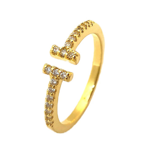 Anel Regulavel Cravejado com Zirconias Banhado em Ouro 18k image 0
