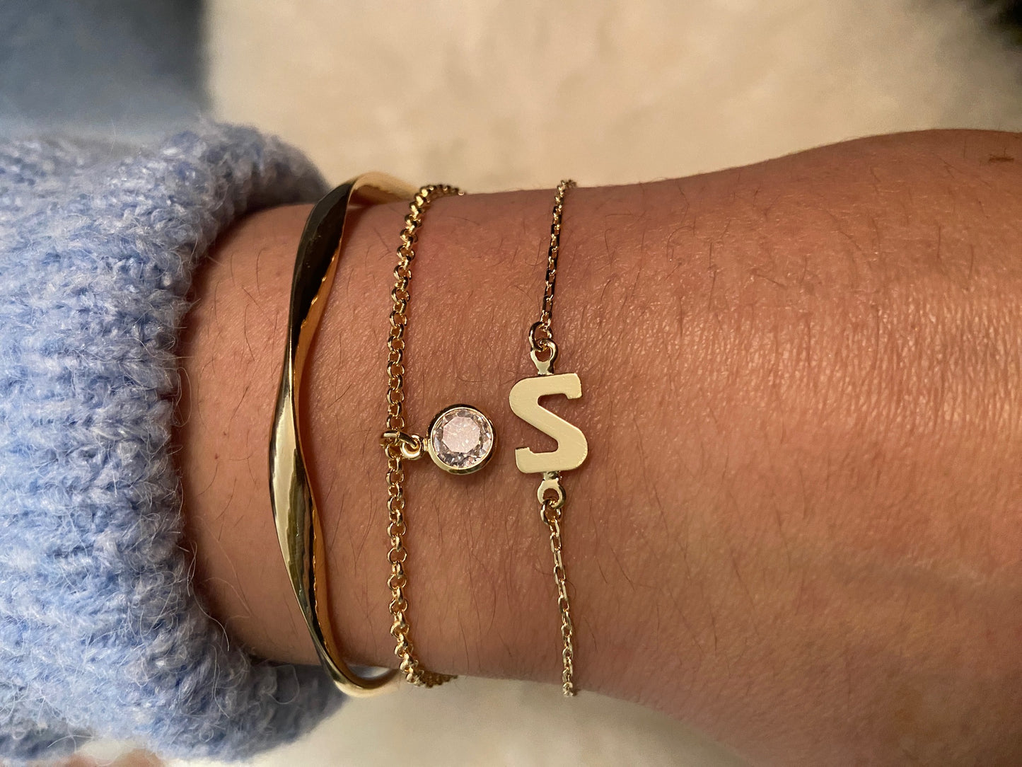 Pulseira Pingente Ponto de Luz Banhado em Ouro 18K