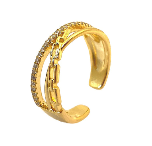 Anel Regulável Duplo  Banhado em Ouro 18k. image 0