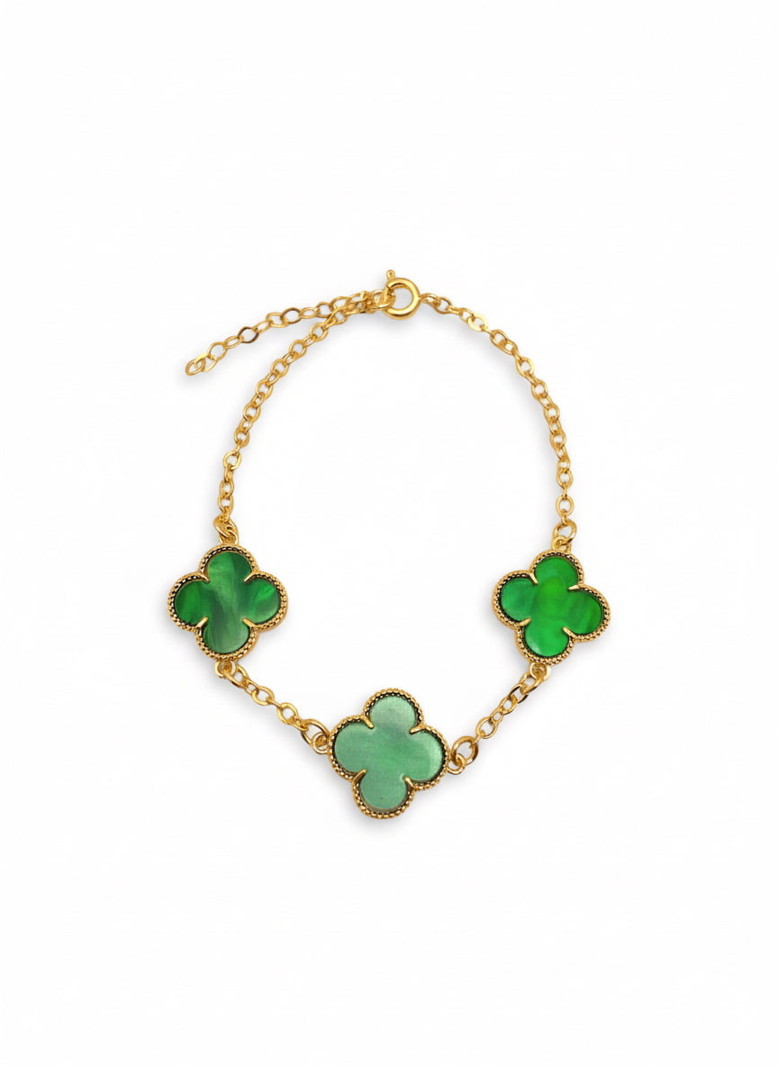 Pulseira Trevo Banhada em Ouro 18K - Verde image 0