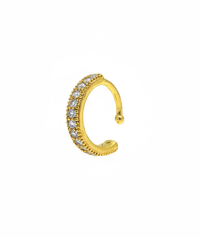Brinco Piercing Fake Cravejado Banhado em Ouro 18k image 0