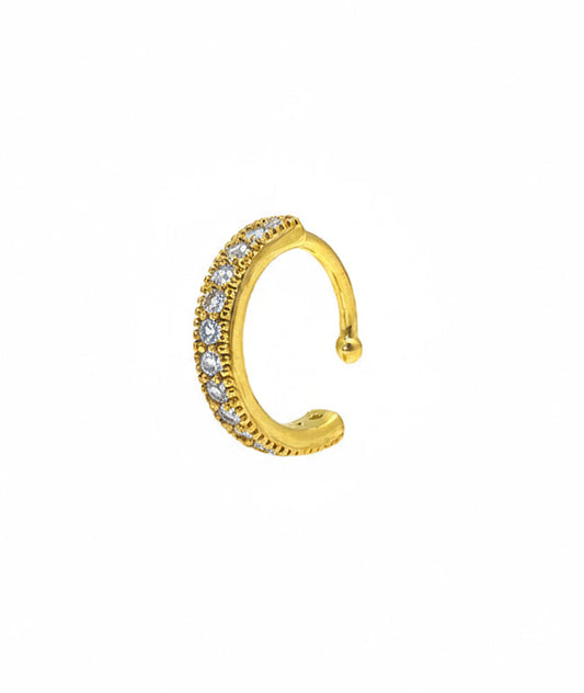 Brinco Piercing Fake Cravejado Banhado em Ouro 18k image 0