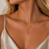 Colar Pingente em Pedra Quartzo Rosa