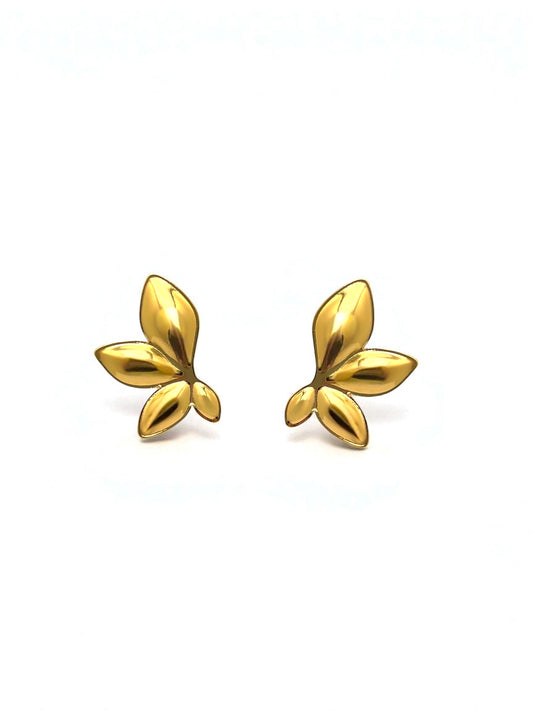 Brinco Lateral 3 Folhas Banhado em Ouro 18K