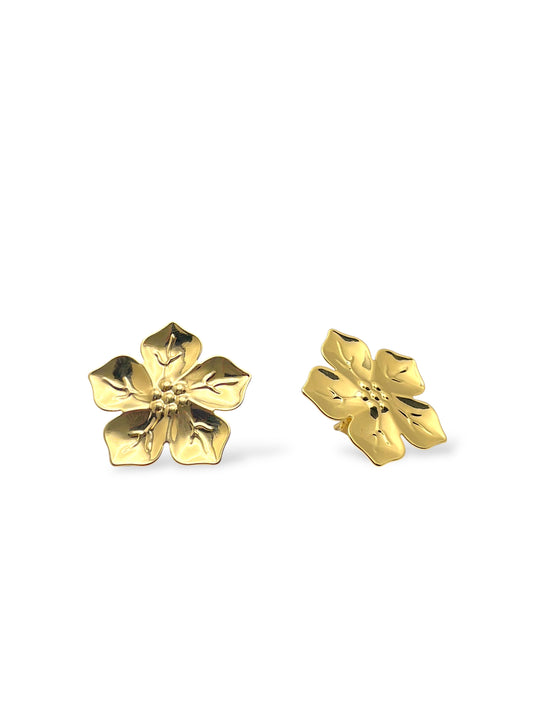 Brinco Fixo Flor Banhado em Ouro 18K