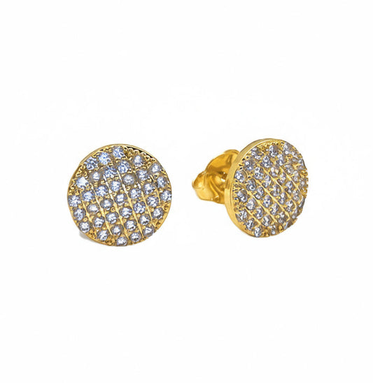 Brinco Botão Cravejado em Zircônias Banhado em Ouro 18k image 0