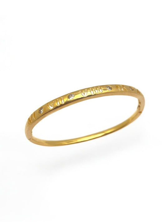 Bracelete Números Romanos e Cristal Banhado em Ouro 18k image 0