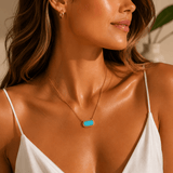 Colar com Pedra em Tom Azul Turqueza