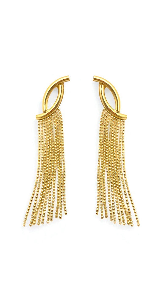 Brinco de Franja Ludmila Banhado em Ouro 18K
