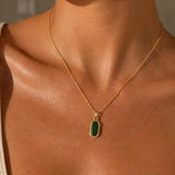 Colar Pingente em Pedra Verde Esmeralda