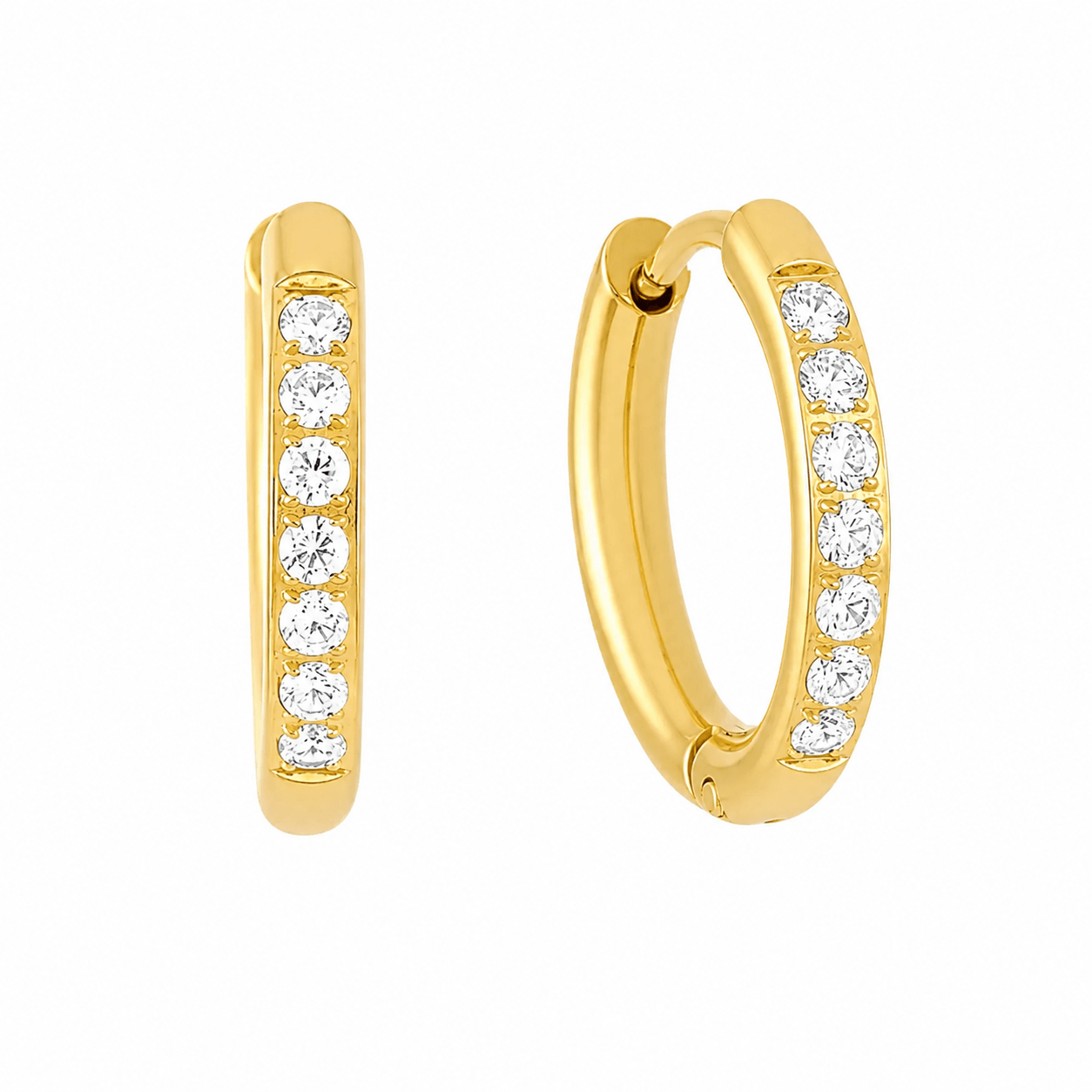 Brincos de Argola com Pedras Brilhantes 12mm