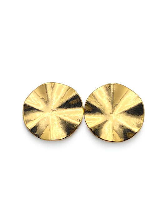Brinco Orgânico Chapa Redonda Banhado em Ouro 18k