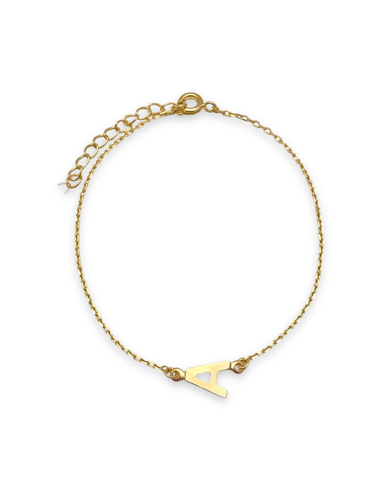 Pulseira Delicada com Letra Inicial Banhada em Ouro 18k