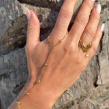 Pulseira de Mão com Zircônia Cristal Coração Hand Chain