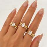 Anel Dois Elos com Zircônia Cristal