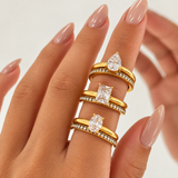 Anel Dois Elos com Zircônia Cristal