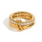 Anel Feminino Dourado com Elos e Zircônia em Aço inox 316L com banho de ouro 18k PVD
