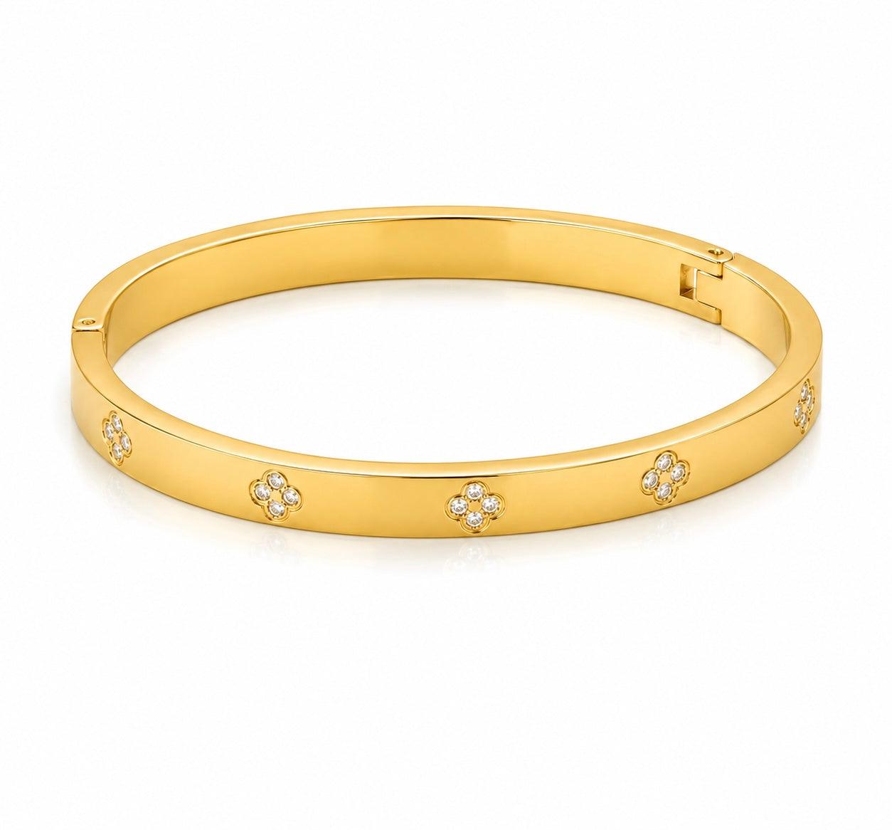 Bracelete em Trevo de Zircônia Cristal