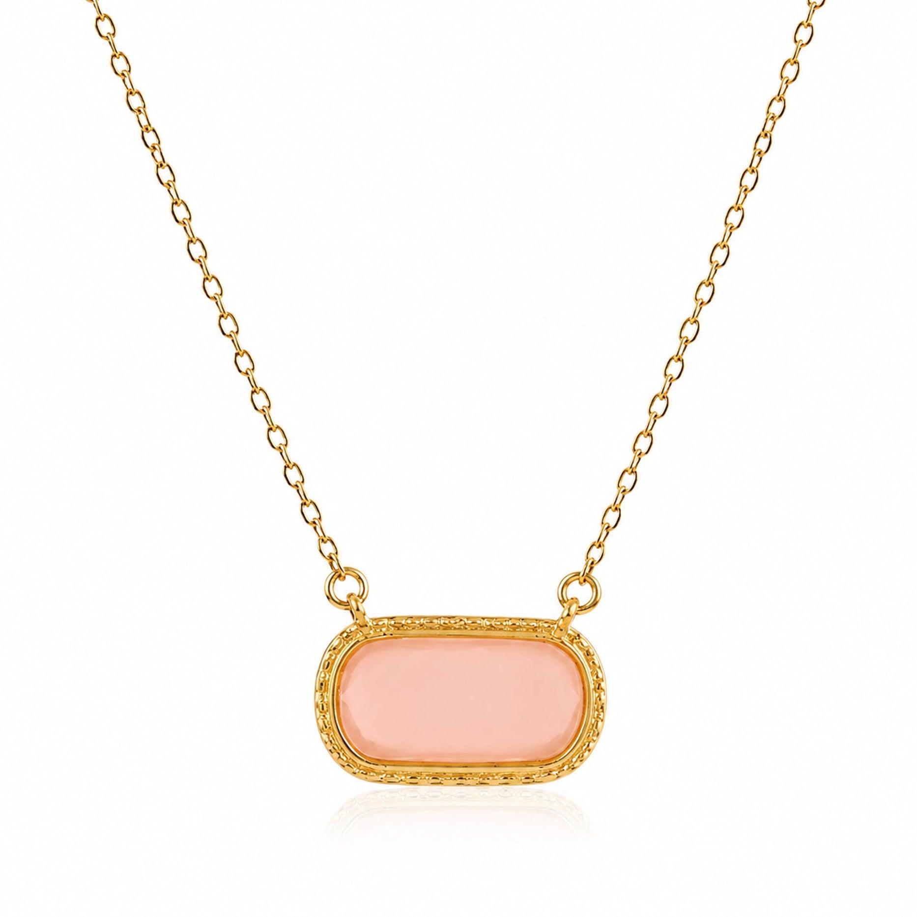 Colar em Pedras Naturais em Tom Quartzo Rosa