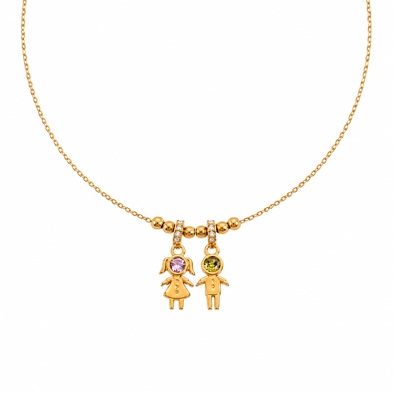 Colar Filhos Personalizado com 2 Pingentes de Menino ou Menina