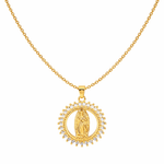 Colar Medalha Virgem Maria com Zircônia Cristal