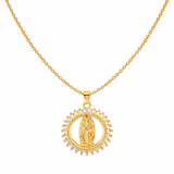 Colar Medalha Virgem Maria com Zircônia Cristal