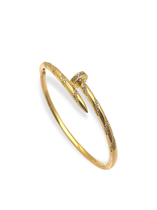 Bracelete Prego Cravejado Banhado em Ouro 18k. image 0