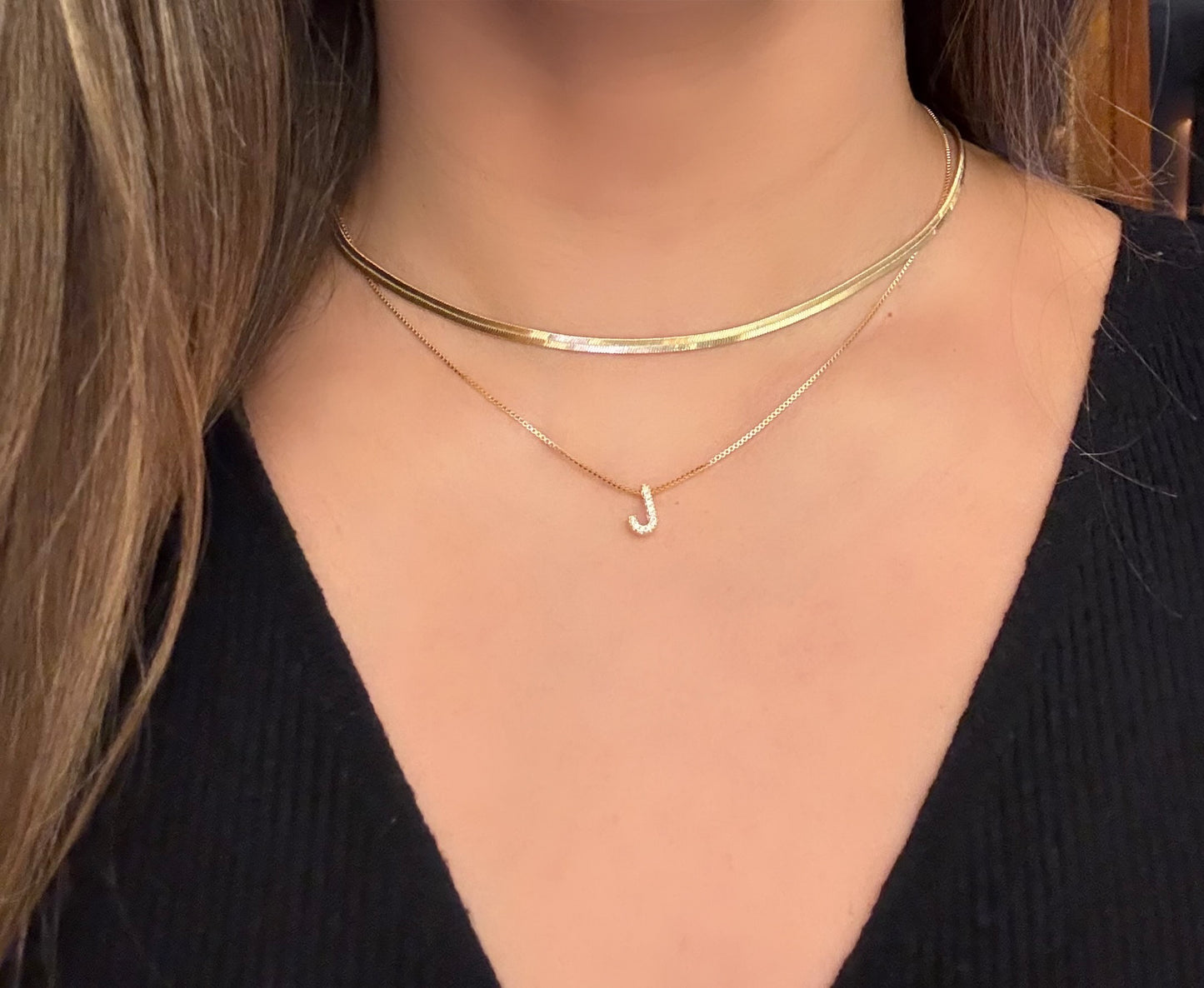 Colar Choker com Inicial, Banhado em Ouro 18K - 40cm + extensor