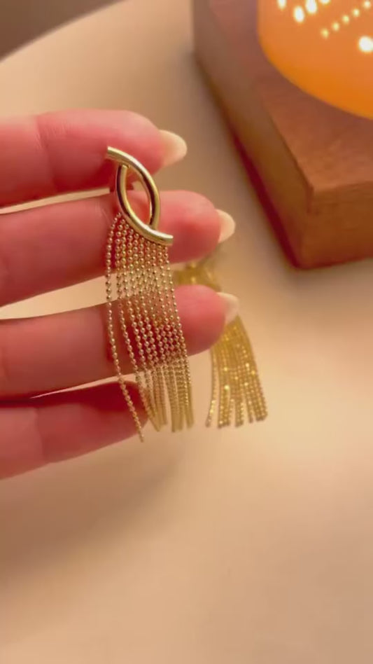 Brinco de Franja Ludmila Banhado em Ouro 18K